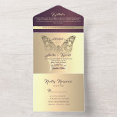 Luxe Chic Paarse Bruiloft All In One Uitnodiging (Binnen)