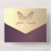 Luxe Chic Paarse Bruiloft All In One Uitnodiging (Achterkant)