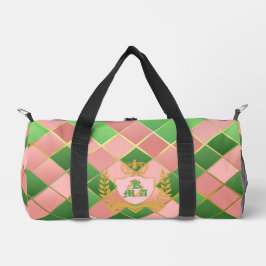 Luxe Chic Preppy Roze Groen Argyle Monogram Wapens Plunjezak
