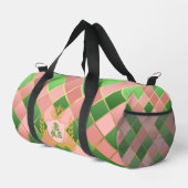 Luxe Chic Preppy Roze Groen Argyle Monogram Wapens Plunjezak (Rechterhoek)