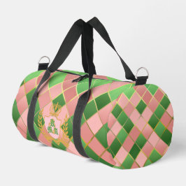 Luxe Chic Preppy Roze Groen Argyle Monogram Wapens Plunjezak