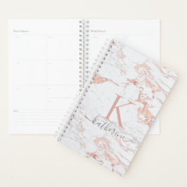 Luxe Chic Roos Gold Folie | Marmeren monogram Planner