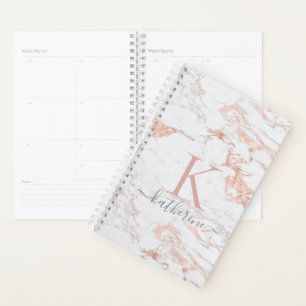 Luxe Chic Roos Gold Folie Marmeren monogram Planner