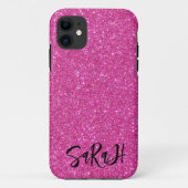 Luxe Chic Roze Glitter Glans Gepersonaliseerde Naa Case-Mate iPhone Case (Achterkant)