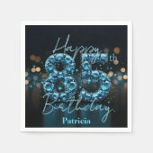 Luxe Chic Sapphire Blue en Black 85e verjaardag Servet (Voorkant)