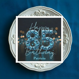 Luxe Chic Sapphire Blue en Black 85e verjaardag Servet