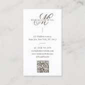 Luxe Chic Script Monogram Mode Designer Foto Visitekaartje (Achterkant)