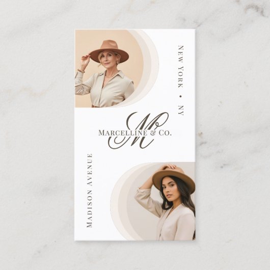 Luxe Chic Script Monogram Mode Designer Foto Visitekaartje (Voorkant)