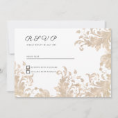 Luxe chic witgouden bloemenslinger RSVP Kaart (Voorkant)