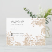 Luxe chic witgouden bloemenslinger RSVP Kaart (Staand voorkant)