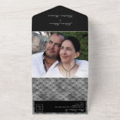 Luxe Chic Zilver Zwart Trouwen All In One Uitnodiging (Buitenkant)