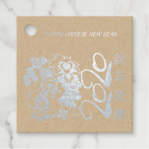 Luxe Chinese Rat Year 2020, papiersnede 2 FFT Bedankjes Labels