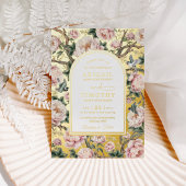 Luxe Chinoiserie Pioen Bloemen Vogels Bruiloft Folie Uitnodiging