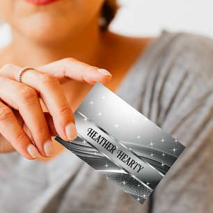 Luxe chique Deluxe Vloeibaar Zilver Staal Chrome G Visitekaartje