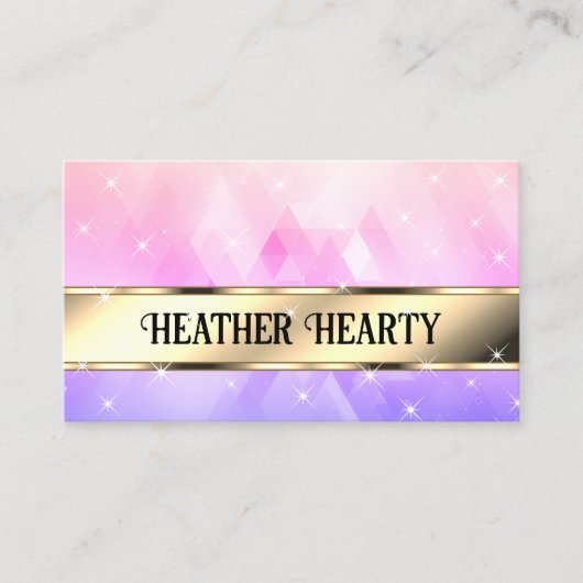 Luxe chique driehoeken Patroon Goud Paarse Ombre Visitekaartje (Voorkant)
