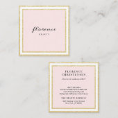 Luxe chique gouden glitter lijst blush roze en wit vierkante visitekaartje (Voorkant / Achterkant)