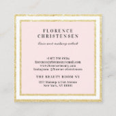 Luxe chique gouden glitter lijst blush roze en wit vierkante visitekaartje (Achterkant)