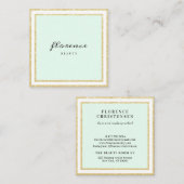 Luxe chique gouden glitter lijst mint groen en wit vierkante visitekaartje (Voorkant / Achterkant)