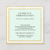 Luxe chique gouden glitter lijst mint groen en wit vierkante visitekaartje (Achterkant)