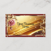 Luxe chique gouden wijn rode rozenbloem ombre visitekaartje (Voorkant)