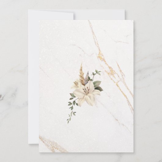 Luxe chique kalligrafie roze bloemenbruiloft kaart (Achterkant)