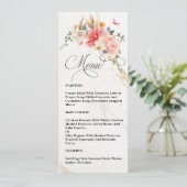 Luxe chique kalligrafie roze bloemenbruiloft menu (Staand voorkant)