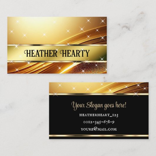Luxe chique luxe vloeibaar goud gouden ombre satij visitekaartje (Voorkant / Achterkant)