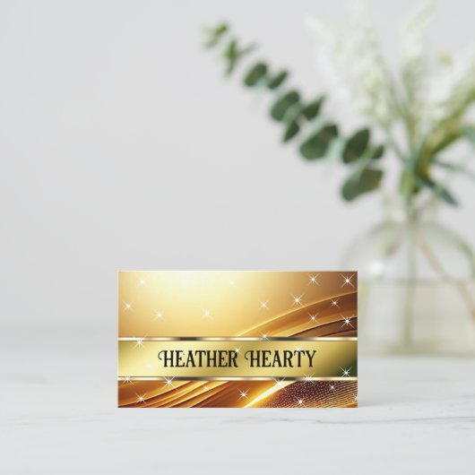 Luxe chique luxe vloeibaar goud gouden ombre satij visitekaartje (Staand voorkant)