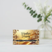 Luxe chique luxe zwart gouden ombre  visitekaartje (Staand voorkant)