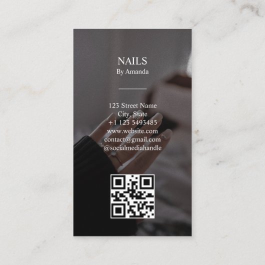 Luxe chique nagels Salon Manicure QR Code Beauty Visitekaartje (Achterkant)