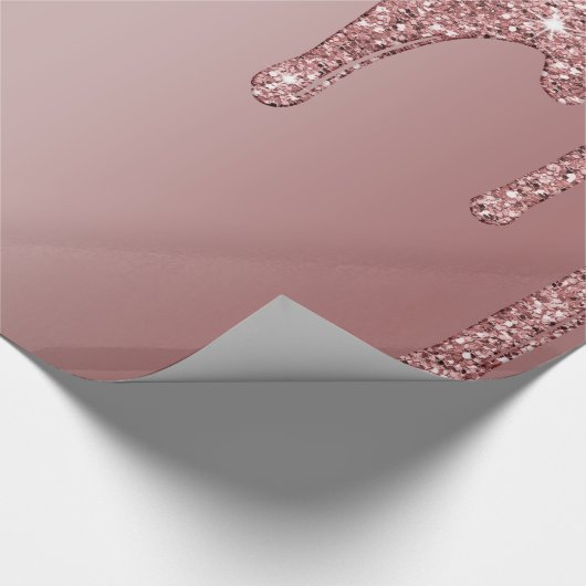 Luxe chique Roos Gold Sparkle Glitter Drips Cadeaupapier (Hoek)