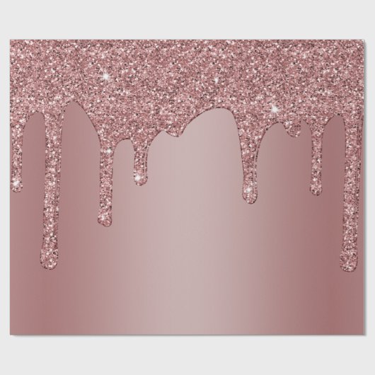 Luxe chique Roos Gold Sparkle Glitter Drips Cadeaupapier (Vlak)