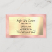 Luxe chique roze goud monogram visitekaartje (Achterkant)