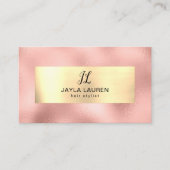 Luxe chique roze goud monogram visitekaartje (Voorkant)