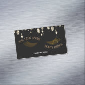 luxe chique zwart en goud druppelen QRcode wimpers Magnetisch Visitekaartje (Voorbeeld)