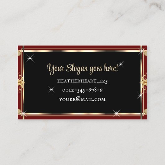 Luxe chique zwart gouden wijn rood ombre  visitekaartje (Achterkant)