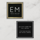 Luxe chique zwart vierkant pro vierkante visitekaartje (Voorkant / Achterkant)