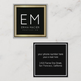 Luxe chique zwart vierkant pro vierkante visitekaartje