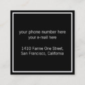 Luxe chique zwart vierkant pro vierkante visitekaartje (Achterkant)