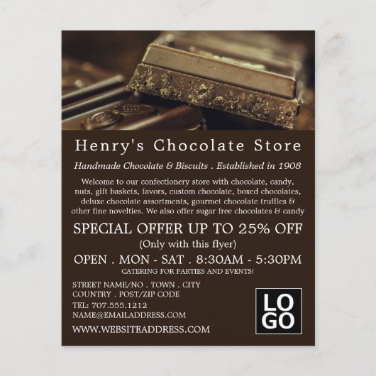 Luxe chocolade, snoepgoed, omkeren flyer (Voorkant)