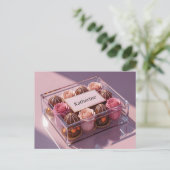 Luxe chocoladegiftbox met aangepaste naam briefkaart (Staand voorkant)