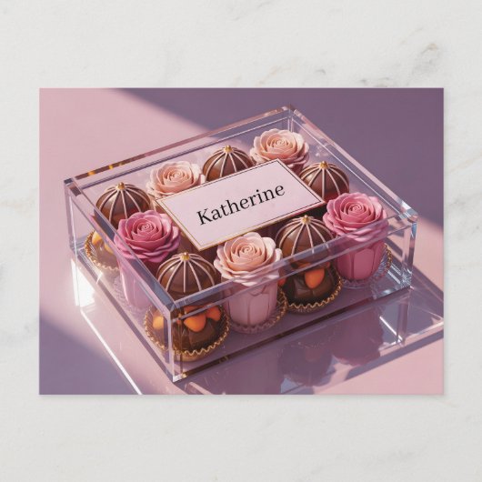 Luxe chocoladegiftbox met aangepaste naam briefkaart (Voorkant)