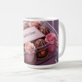 Luxe chocoladegiftbox met aangepaste naam koffiemok (Voorkant rechts)