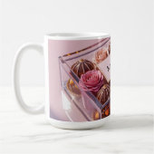 Luxe chocoladegiftbox met aangepaste naam koffiemok (Links)