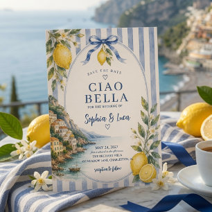 Luxe Ciao Bella Italiaanse Citroen Save the Date Kaart