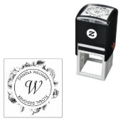 Luxe Circle Monogram Bloemen Rubber Stamp Zelfinktende Stempel (In situ)