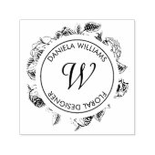  Luxe Circle Monogram Bloemen Rubber Stamp Zelfinktende Stempel (Design)