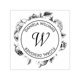 Luxe Circle Monogram Bloemen Rubber Stamp Zelfinktende Stempel