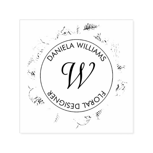 Luxe Circle Monogram Bloemen Rubber Stamp Zelfinktende Stempel (Design)