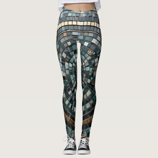 Luxe circulaire mozaïek wandmacro leggings (Voorkant)